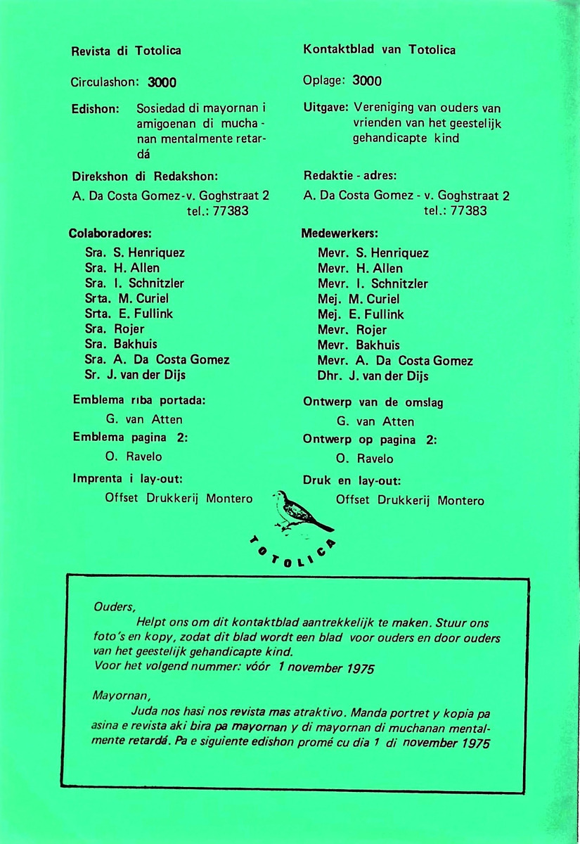 Totolica - kontaktblad vereniging van ouders en vrienden van het geestelijk gehandicapte kind - 1974-1976, nr 1-10 - New Page