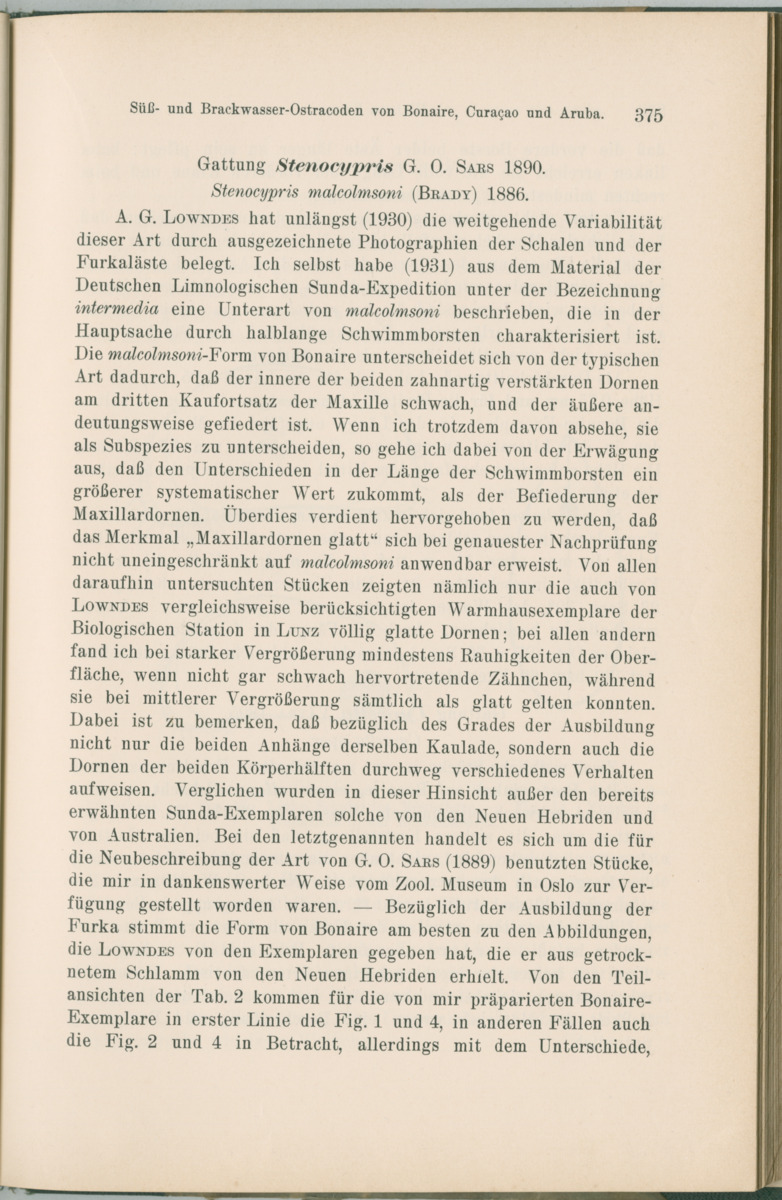 Zoologische Ergebnisse einer Reise nach Bonaire, Curacao und  Aruba im Jahre 1930 - 1. Teil - New Page