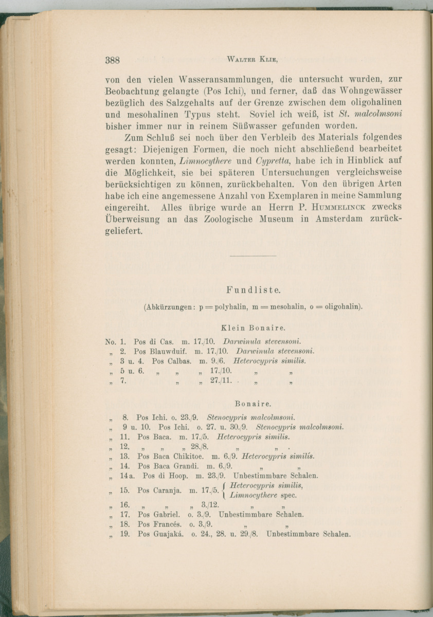 Zoologische Ergebnisse einer Reise nach Bonaire, Curacao und  Aruba im Jahre 1930 - 1. Teil - New Page
