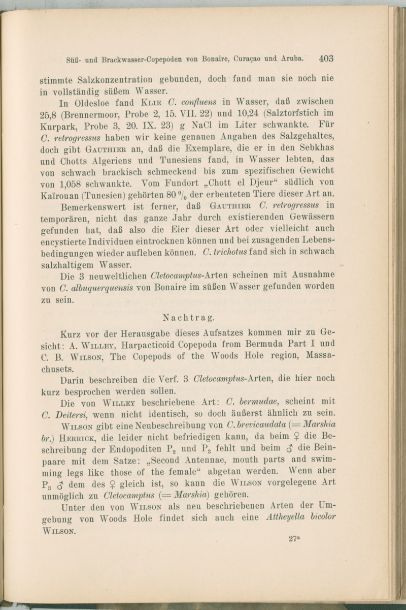 Zoologische Ergebnisse einer Reise nach Bonaire, Curacao und  Aruba im Jahre 1930 - 1. Teil - New Page