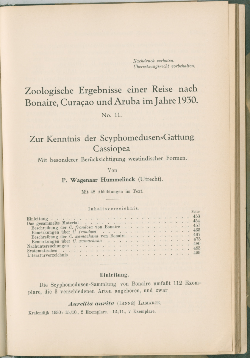 Zoologische Ergebnisse einer Reise nach Bonaire, Curacao und  Aruba im Jahre 1930 - 1. Teil - New Page