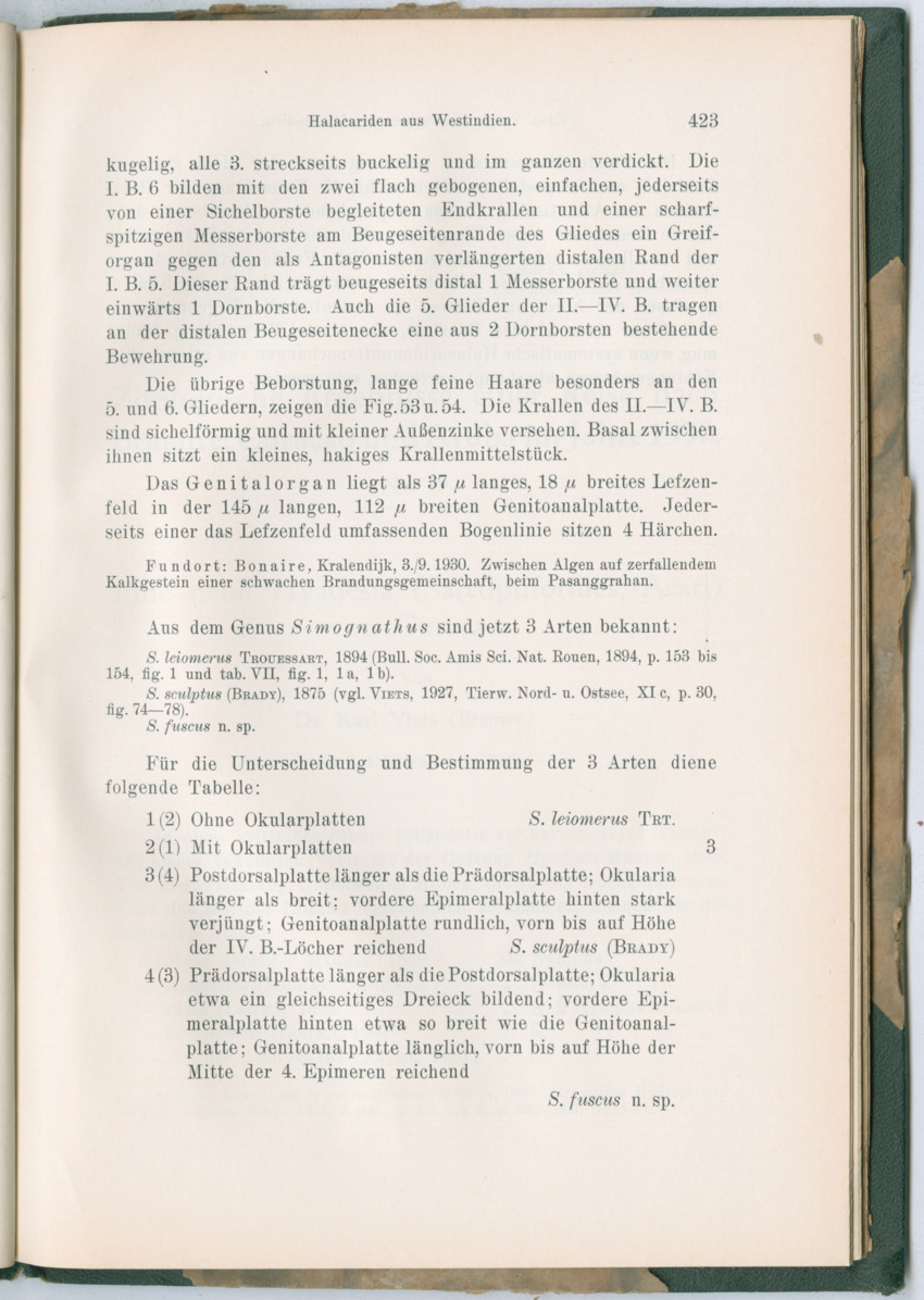 Zoologische Ergebnisse einer Reise nach Bonaire, Curacao und  Aruba im Jahre 1930 - 3. Teil - New Page