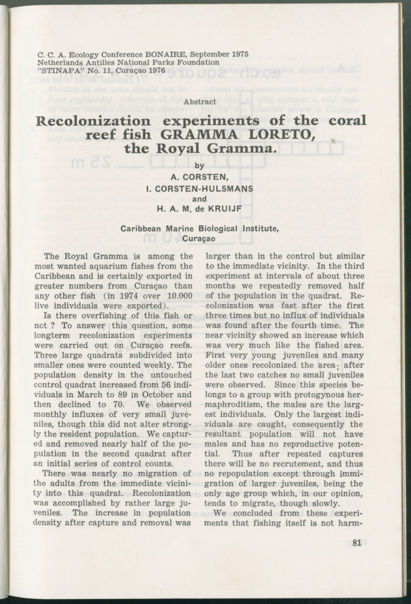 Uitgaven Stinapa - No. 11 - Ecology Conference on Flamingoes, Oil Pollution and Reefs, Bonaire 25-28 September 1975 - New Page