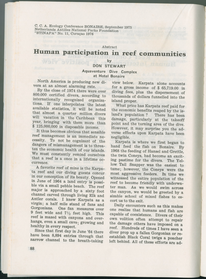 Uitgaven Stinapa - No. 11 - Ecology Conference on Flamingoes, Oil Pollution and Reefs, Bonaire 25-28 September 1975 - New Page