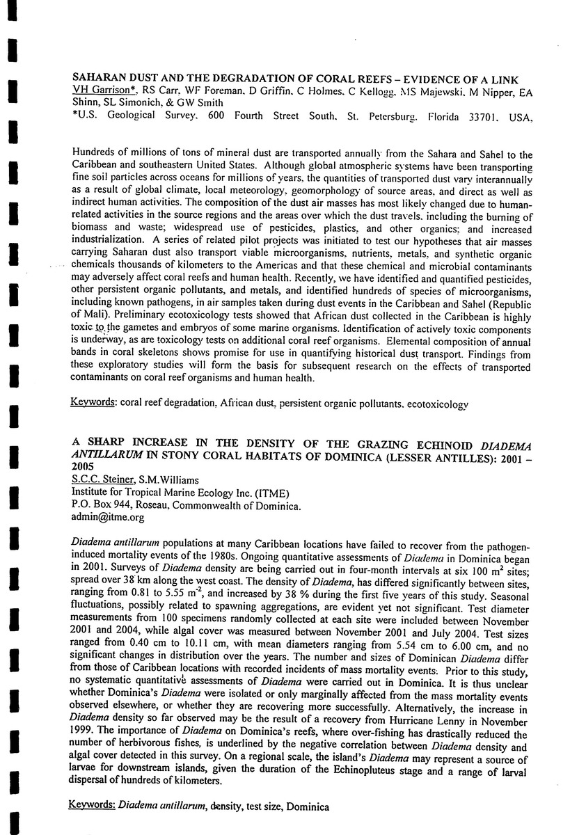 Association of Island Marine Laboratories - 32th Meeting - Sea Aquarium, Curacao - 2005 - New Page