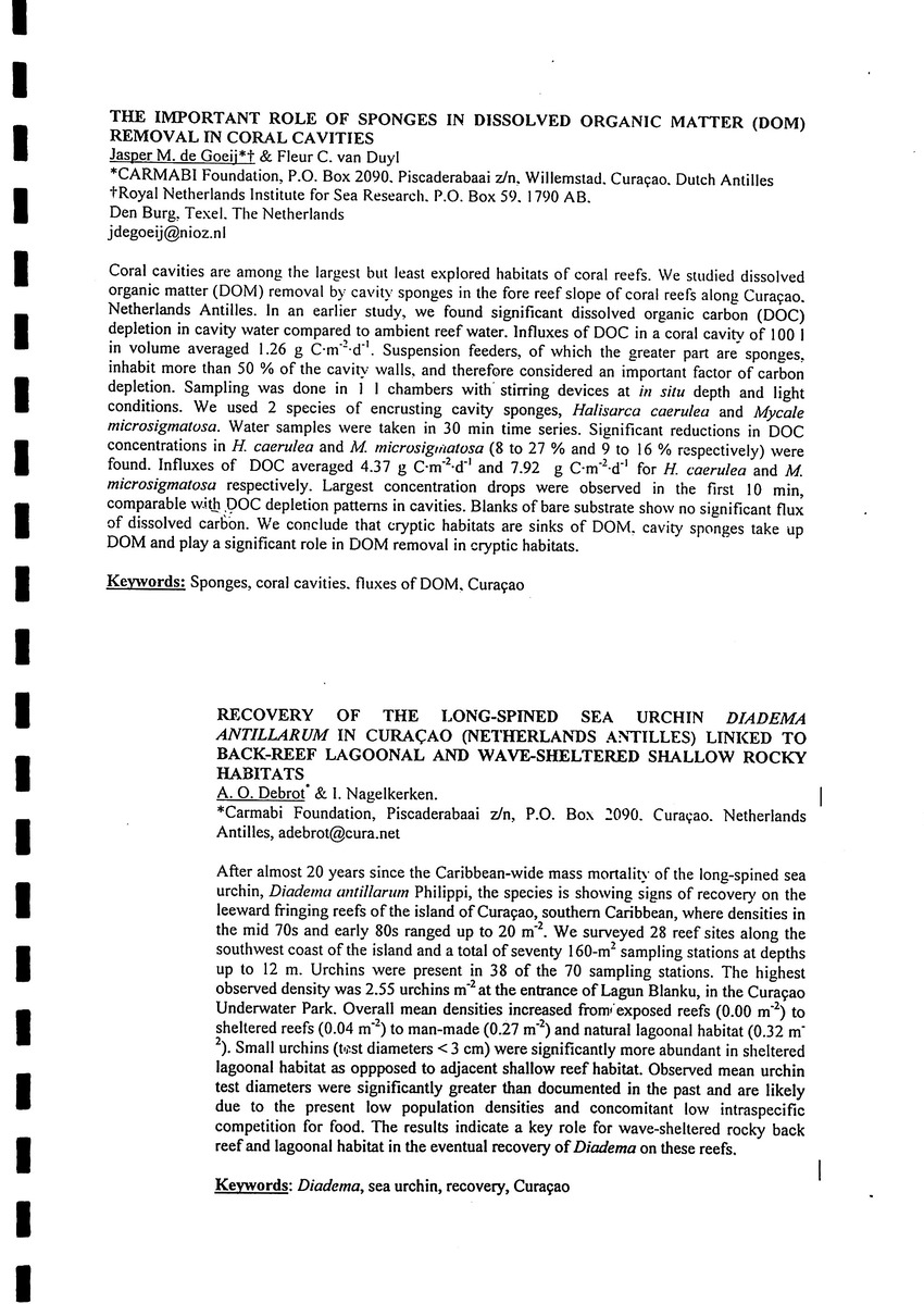 Association of Island Marine Laboratories - 32th Meeting - Sea Aquarium, Curacao - 2005 - New Page