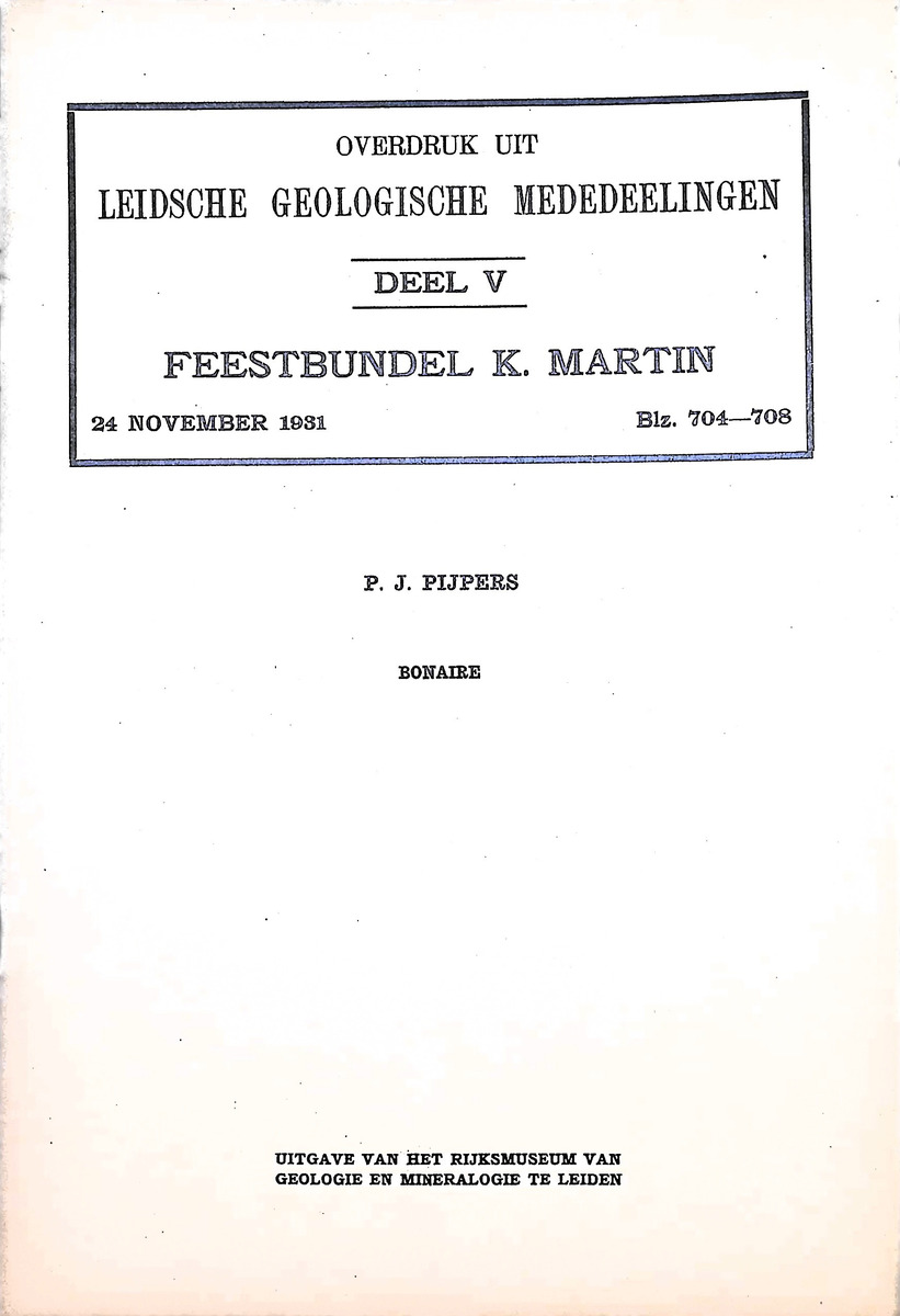 Leidsche Geologische Mededeelingen  - deel V - Feestbundel K. Martin - Bonaire - New Page