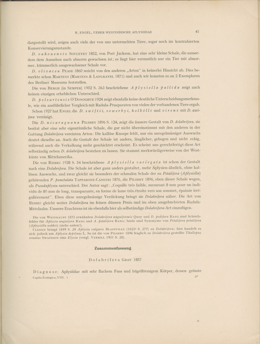 Ueber Westindische Aplysiidae und verwandten anderer gebiete - Capita Zoologica Vol VIII, part 1 (Zoologische Ergebnisse einer Reise nach Bonaire, Curacao und Aruba, nr 23) - New Page
