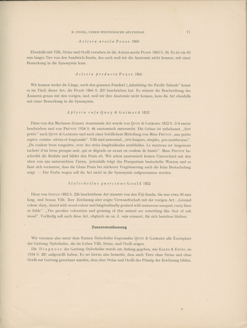 Ueber Westindische Aplysiidae und verwandten anderer gebiete - Capita Zoologica Vol VIII, part 1 (Zoologische Ergebnisse einer Reise nach Bonaire, Curacao und Aruba, nr 23) - New Page