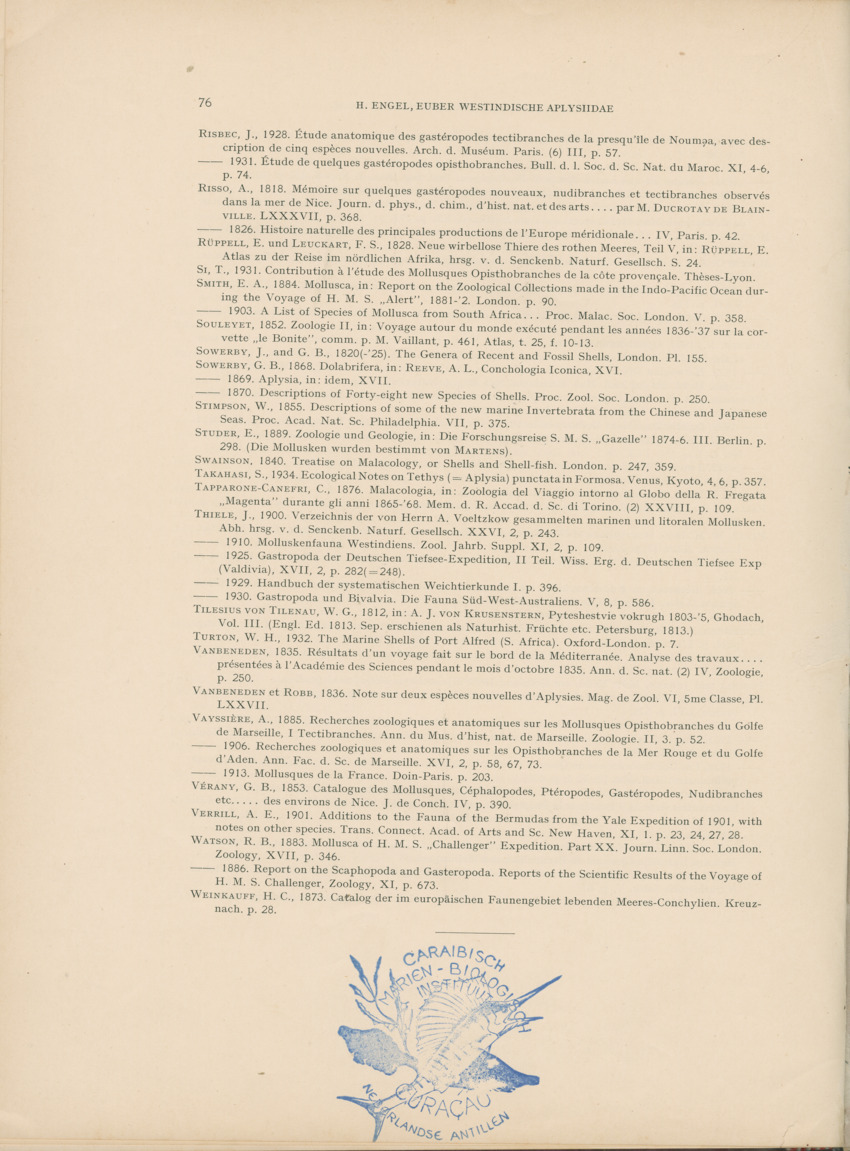 Ueber Westindische Aplysiidae und verwandten anderer gebiete - Capita Zoologica Vol VIII, part 1 (Zoologische Ergebnisse einer Reise nach Bonaire, Curacao und Aruba, nr 23) - New Page