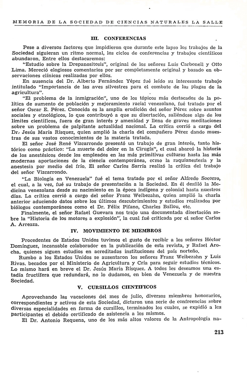 Memoria, Sociedad de Ciencias Naturales La Salle - 1946, Ano VI, Num. 16 - New Page