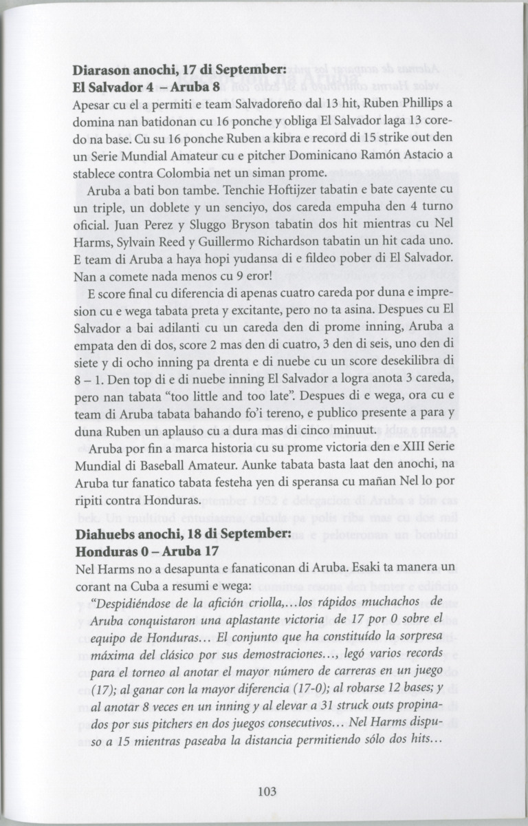 Historia di baseball di Aruba e prome añanan : di "Bomba" pa XIII Serie Mundial di Baseball Amateur - Page 105