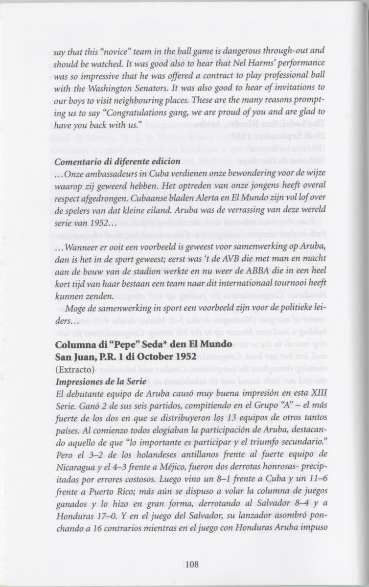 Historia di baseball di Aruba e prome añanan : di "Bomba" pa XIII Serie Mundial di Baseball Amateur - Page 110