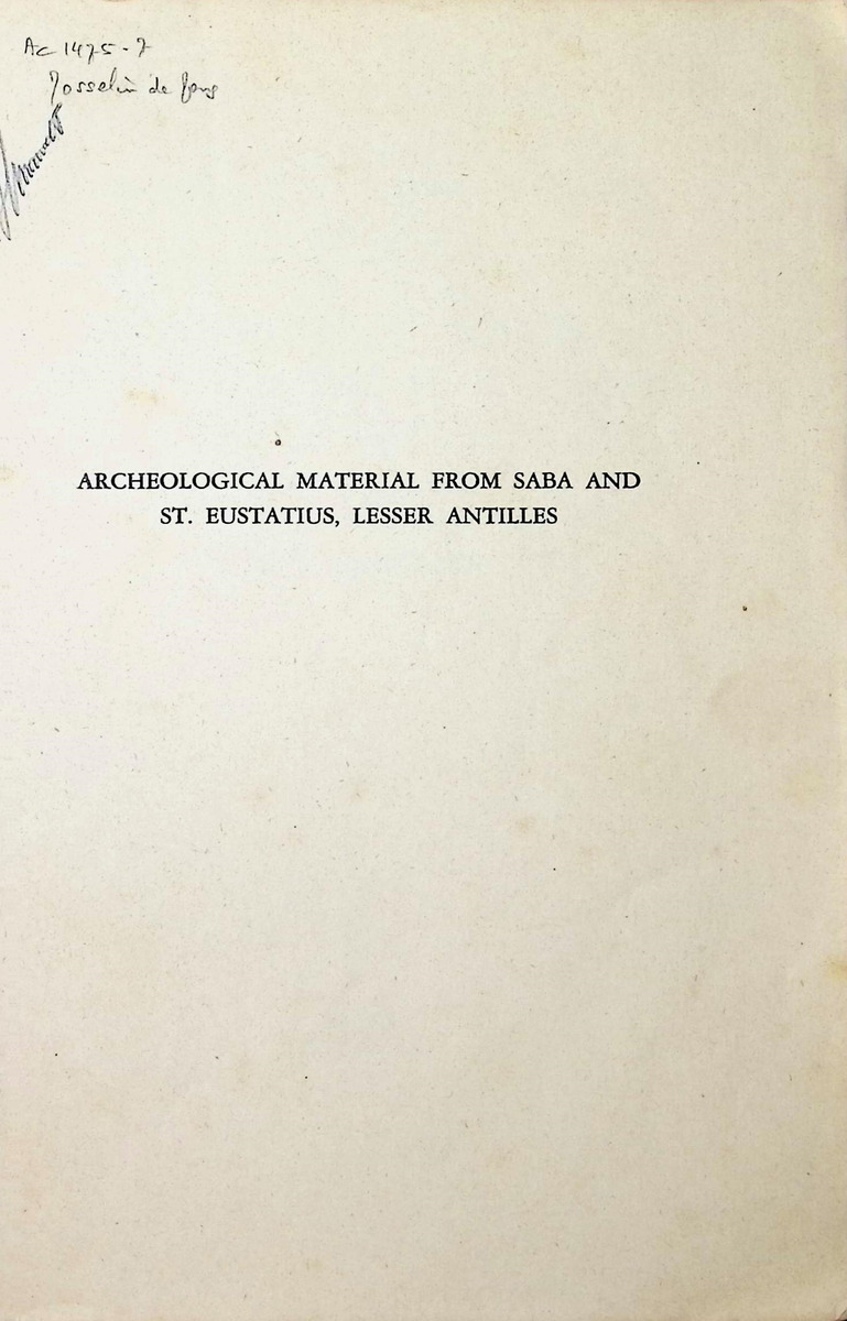 Archeological Material from Saba and St. Eustatius, Lesser Antilles - New Page