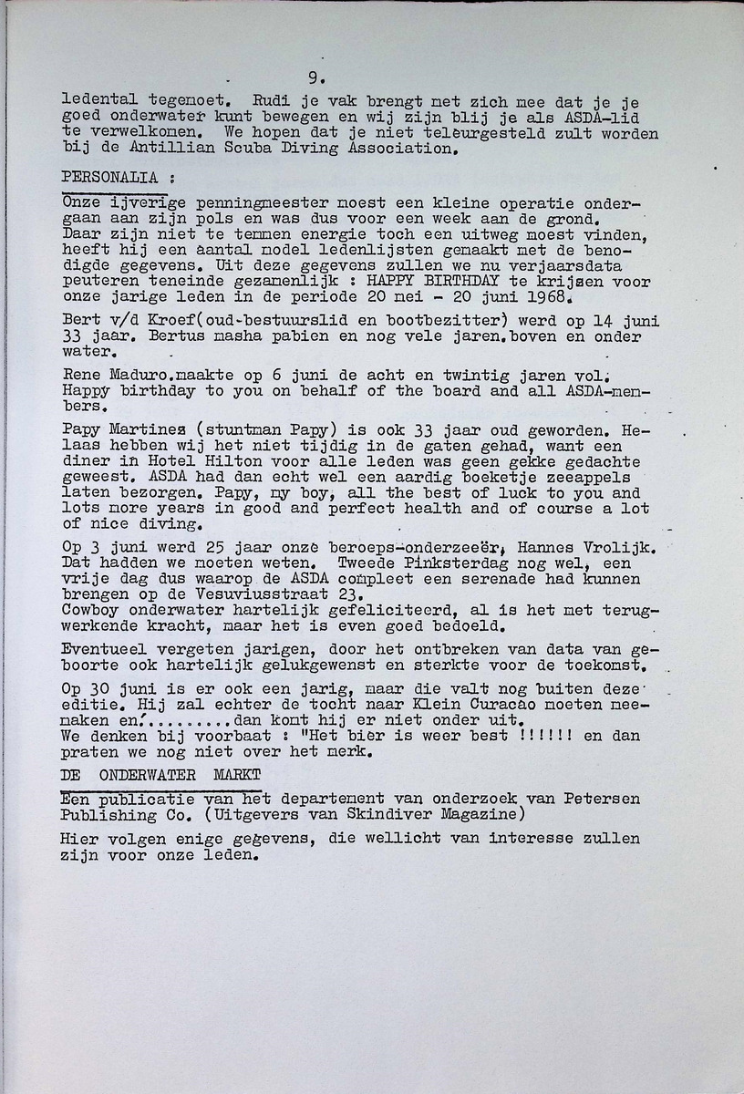 ASDA - Antillian Scuba Diving Association - 1968, nrs januari-december - New Page