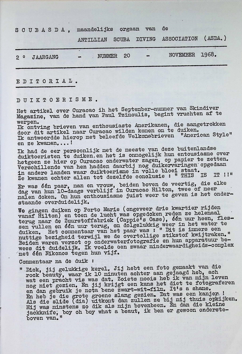 ASDA - Antillian Scuba Diving Association - 1968, nrs januari-december - New Page