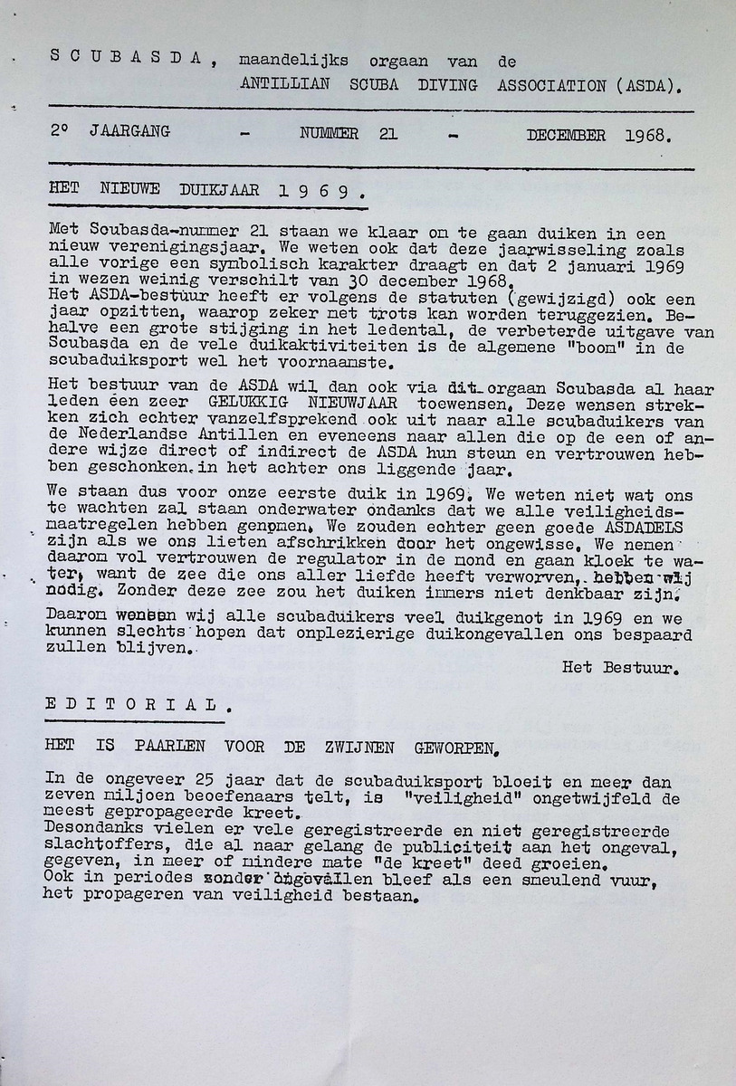 ASDA - Antillian Scuba Diving Association - 1968, nrs januari-december - New Page